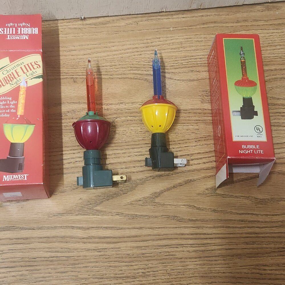 2-Vintage Bubbling Holiday Night Light Christmas Bubble Lighting Grandma - Picture 2 of 5